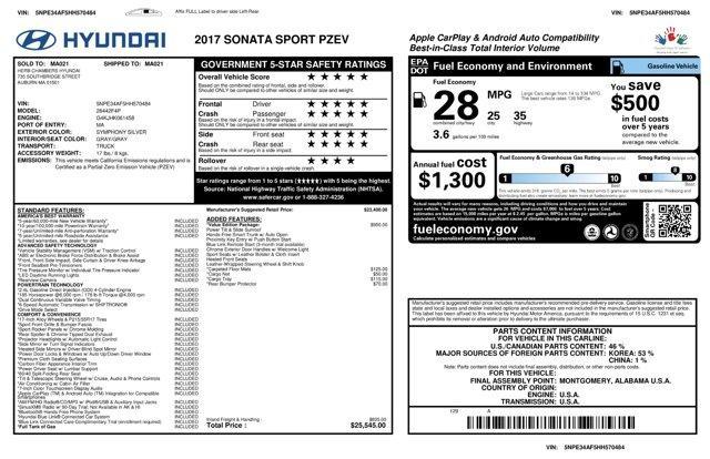 used 2017 Hyundai Sonata car, priced at $11,774