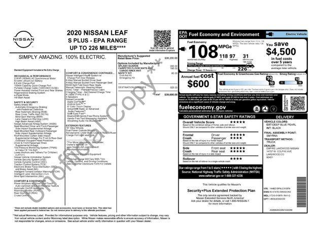 used 2020 Nissan Leaf car, priced at $14,974