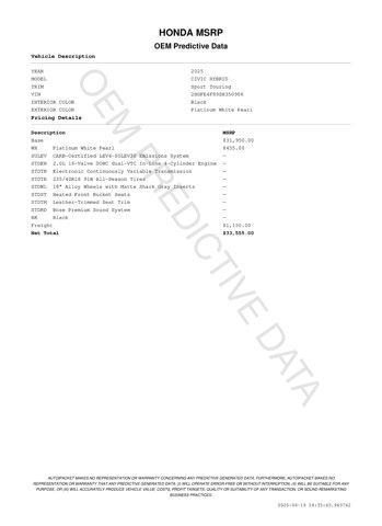 new 2025 Honda Civic Hybrid car, priced at $32,955