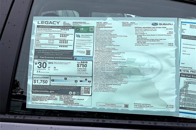 new 2025 Subaru Legacy car, priced at $31,534