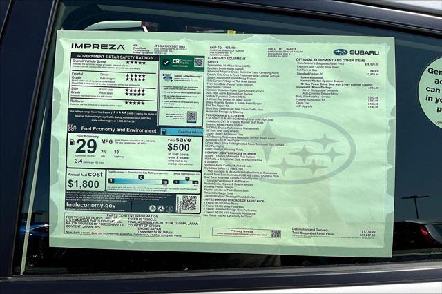 new 2025 Subaru Impreza car, priced at $33,257