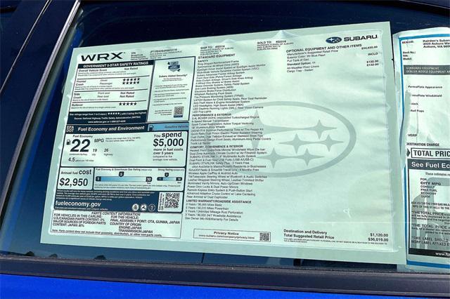 new 2024 Subaru WRX car, priced at $33,805