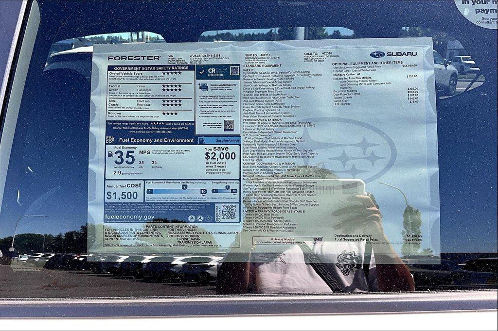 new 2025 Subaru Forester Hybrid car, priced at $44,161