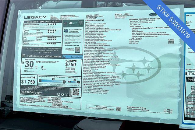 new 2025 Subaru Legacy car, priced at $33,493