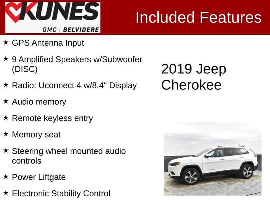 used 2019 Jeep Cherokee car, priced at $20,200