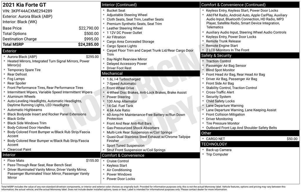 used 2021 Kia Forte car, priced at $17,690