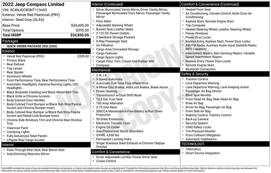 used 2022 Jeep Compass car, priced at $23,925