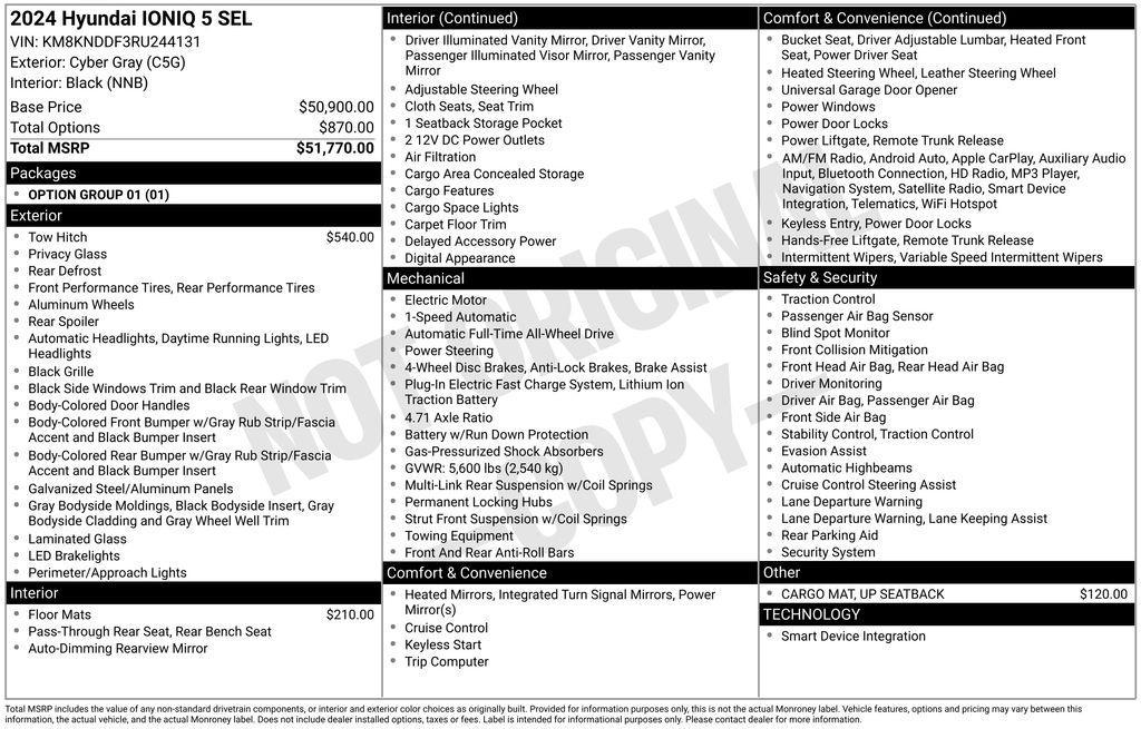 used 2024 Hyundai IONIQ 5 car, priced at $26,390