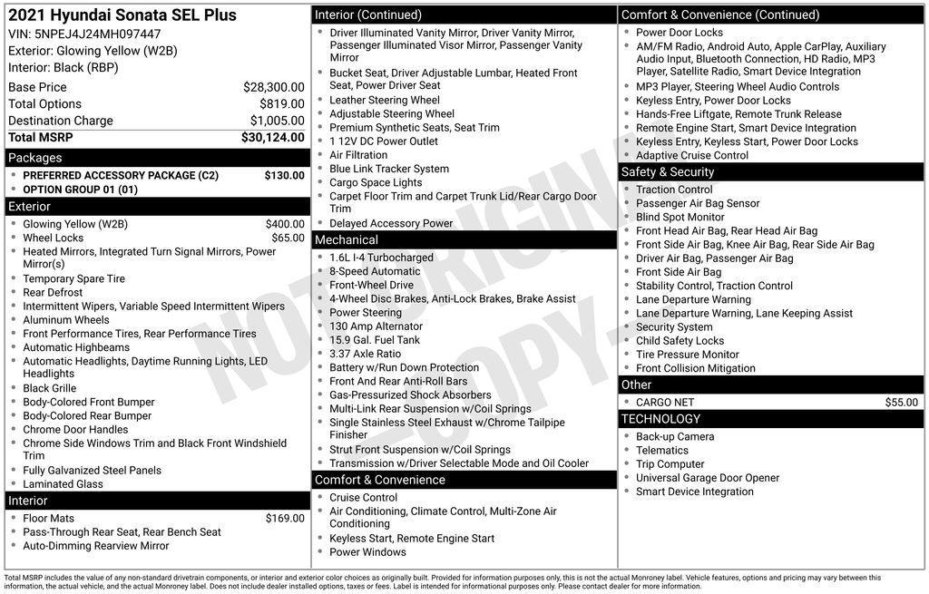 used 2021 Hyundai Sonata car, priced at $22,790