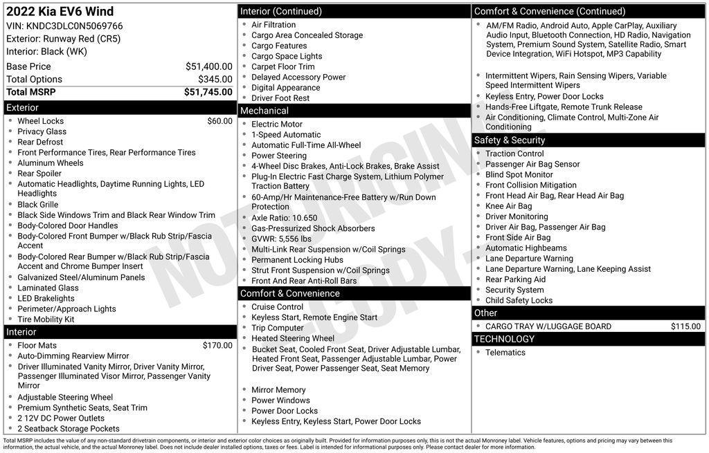 used 2022 Kia EV6 car, priced at $24,675