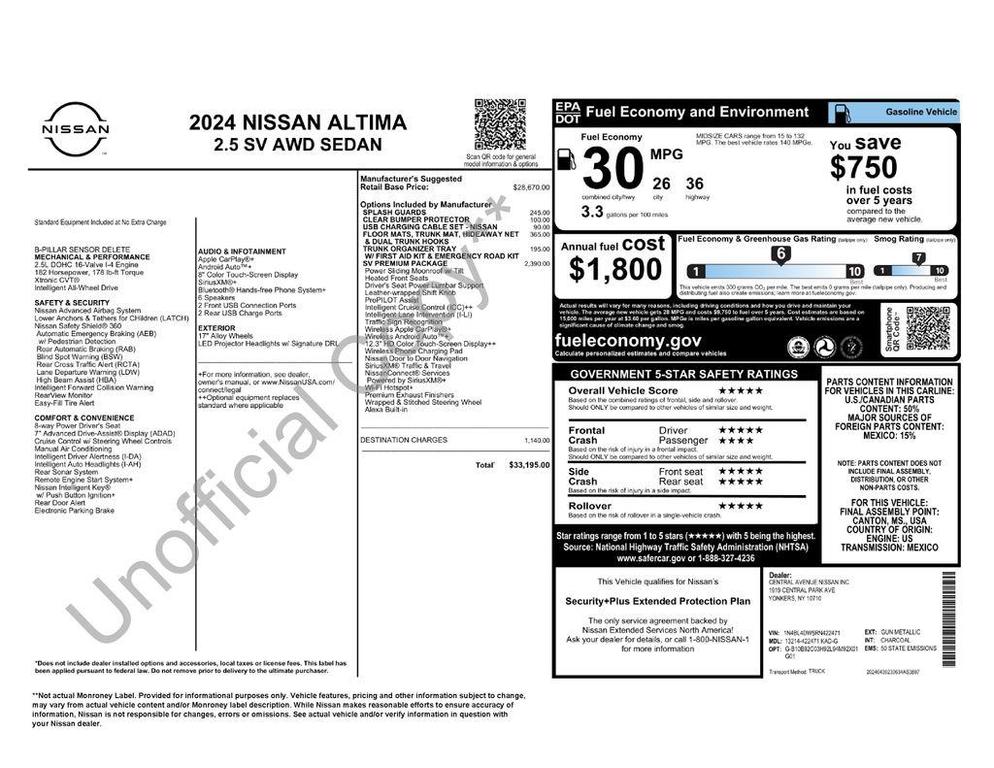 used 2024 Nissan Altima car, priced at $23,490