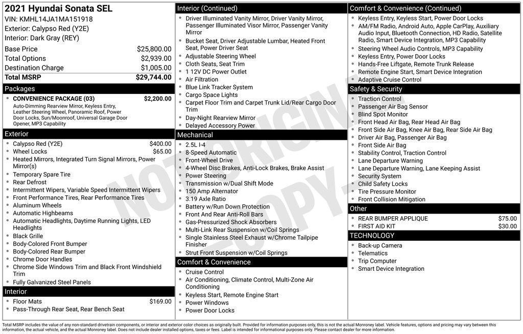 used 2021 Hyundai Sonata car, priced at $19,950