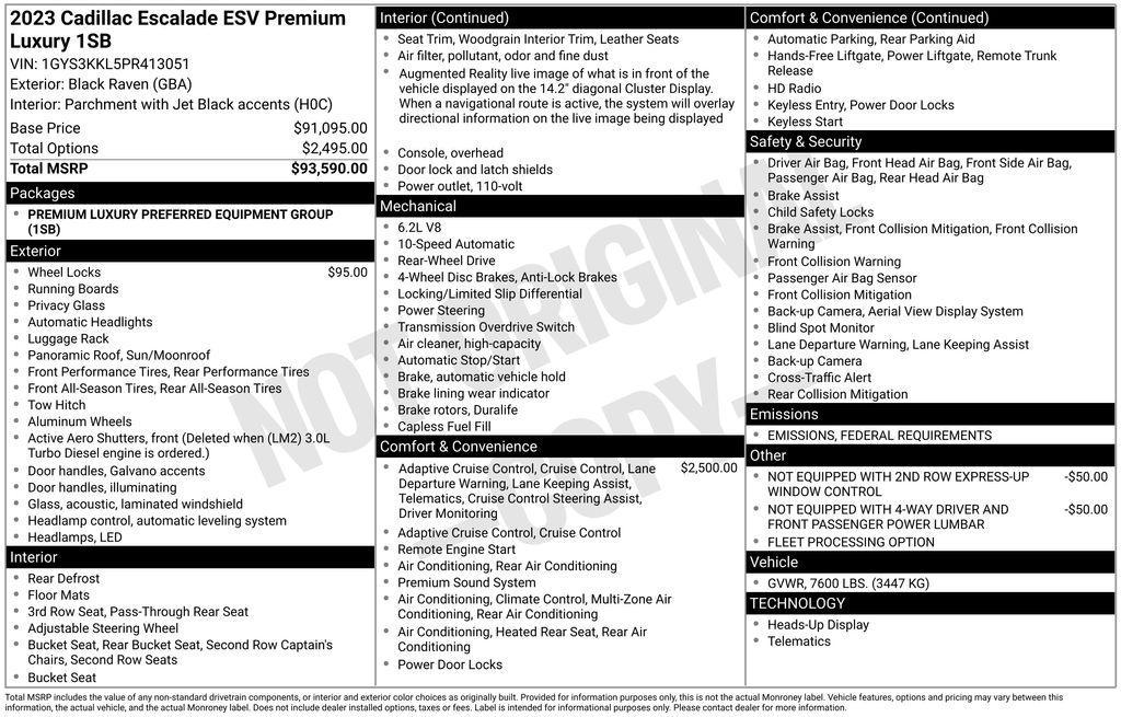 used 2023 Cadillac Escalade ESV car, priced at $62,850