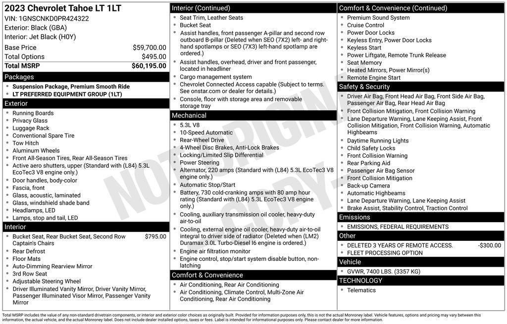 used 2023 Chevrolet Tahoe car, priced at $44,490