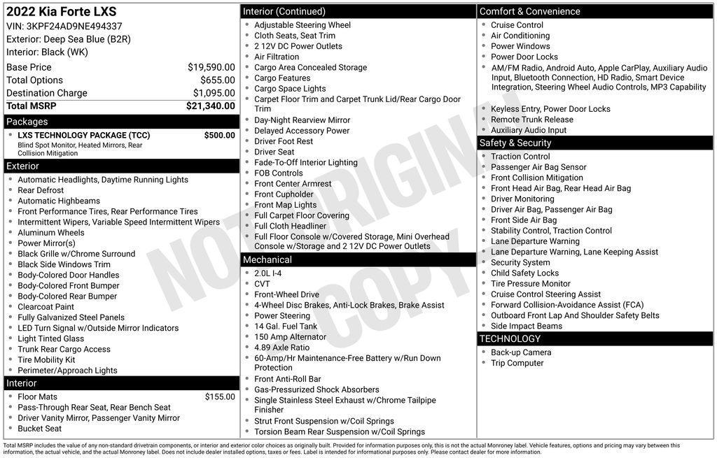 used 2022 Kia Forte car, priced at $18,950