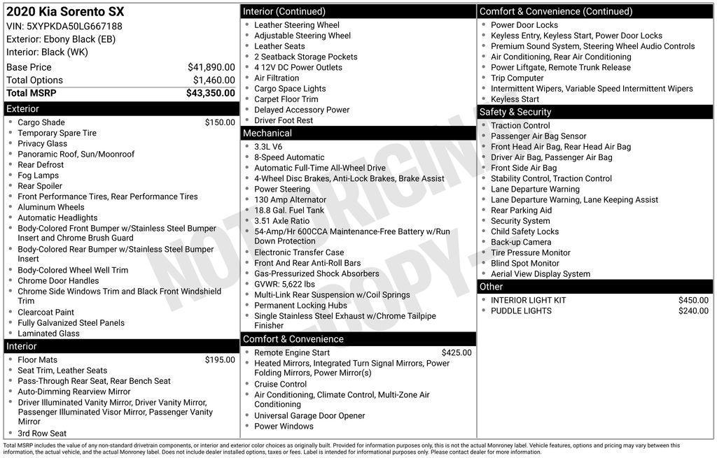 used 2020 Kia Sorento car, priced at $23,350