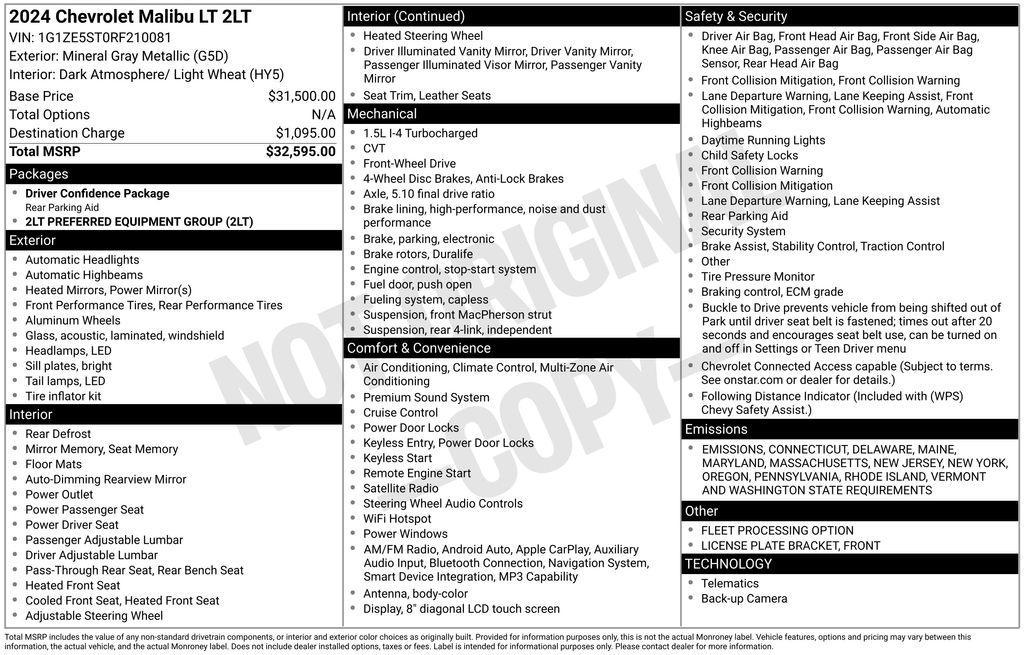 used 2024 Chevrolet Malibu car, priced at $22,490