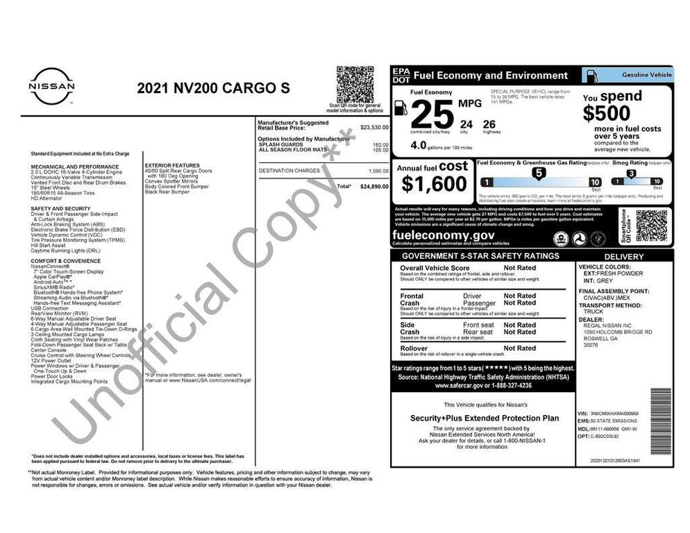 used 2021 Nissan NV200 car, priced at $14,490