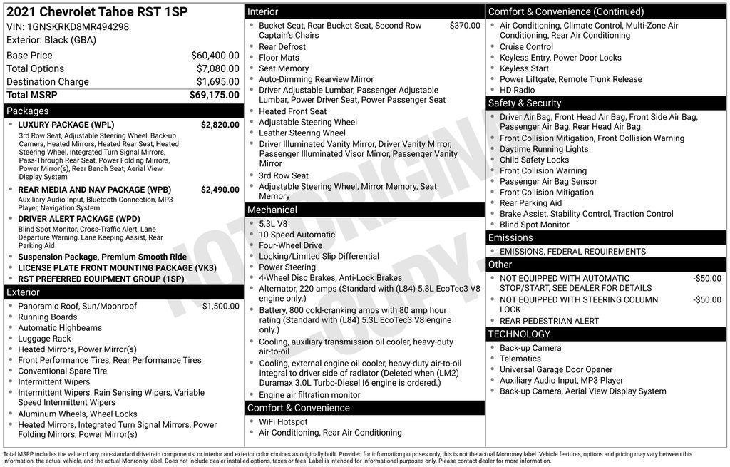 used 2021 Chevrolet Tahoe car, priced at $51,490