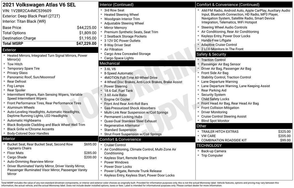 used 2021 Volkswagen Atlas car, priced at $27,325