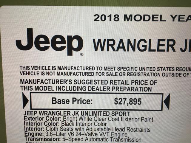 used 2018 Jeep Wrangler JK Unlimited car, priced at $18,899