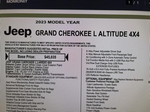 used 2023 Jeep Grand Cherokee L car, priced at $33,322