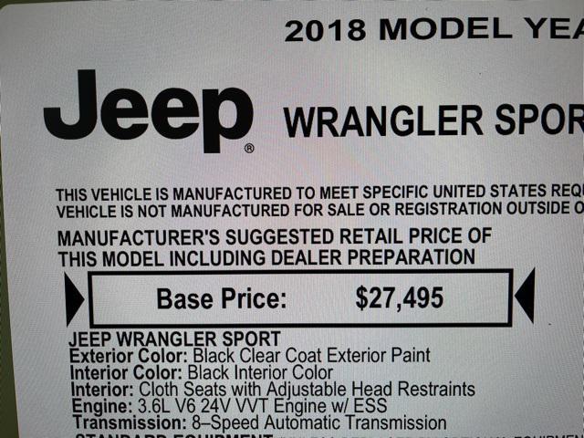used 2018 Jeep Wrangler car, priced at $20,825