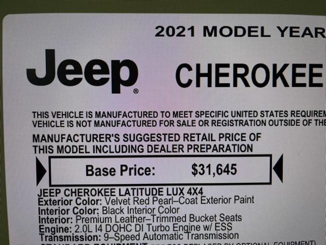 used 2021 Jeep Cherokee car, priced at $20,998