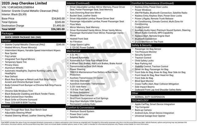 used 2020 Jeep Cherokee car, priced at $18,222