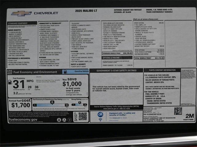 new 2025 Chevrolet Malibu car, priced at $26,609