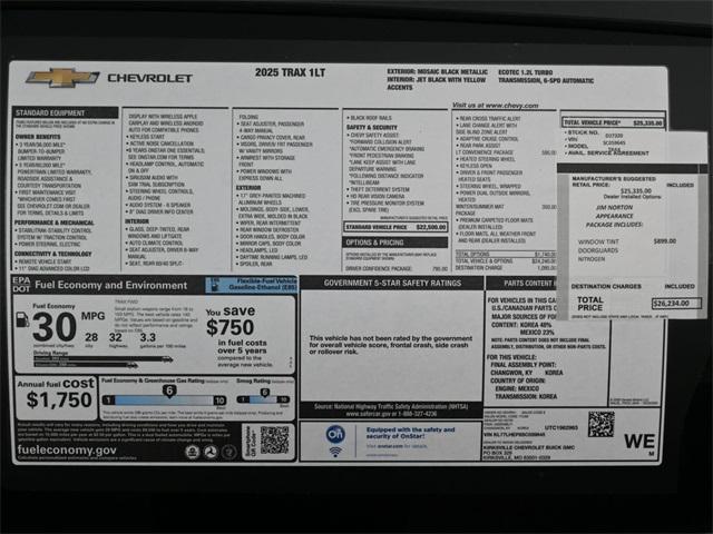 new 2025 Chevrolet Trax car, priced at $25,081