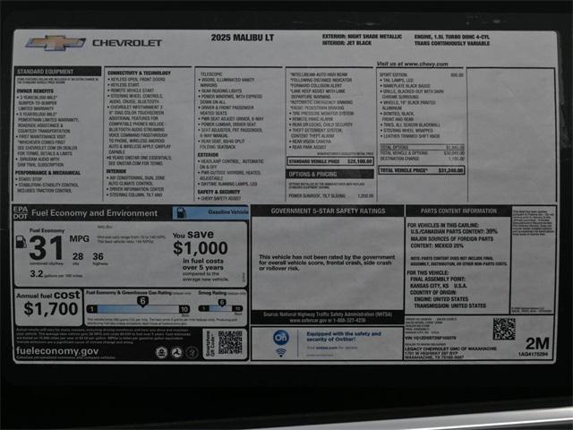 new 2025 Chevrolet Malibu car, priced at $28,053