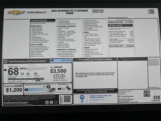 new 2025 Chevrolet Silverado EV car, priced at $69,509