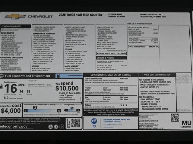 new 2025 Chevrolet Tahoe car, priced at $86,885