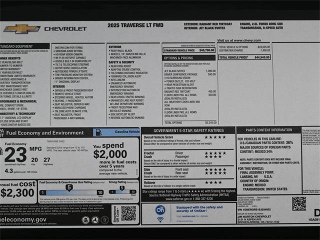 new 2025 Chevrolet Traverse car, priced at $44,540