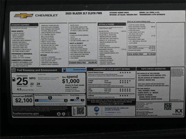 new 2025 Chevrolet Blazer car, priced at $35,725