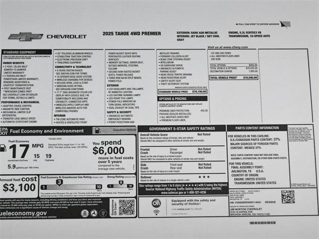 new 2025 Chevrolet Tahoe car, priced at $78,590