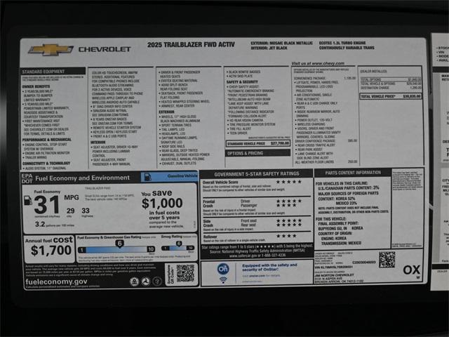 new 2025 Chevrolet TrailBlazer car, priced at $30,162