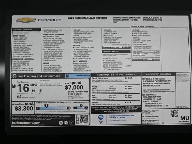 new 2025 Chevrolet Suburban car, priced at $86,505