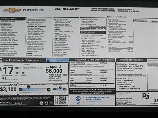 new 2025 Chevrolet Tahoe car, priced at $78,670