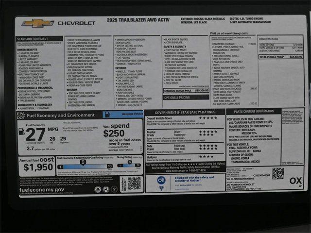 new 2025 Chevrolet TrailBlazer car, priced at $29,905