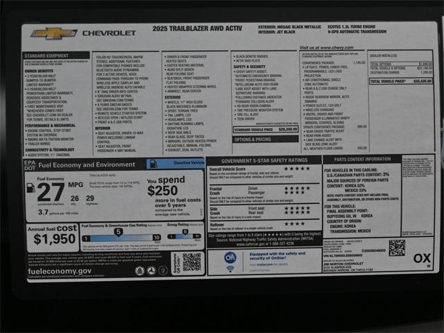 new 2025 Chevrolet TrailBlazer car, priced at $31,722