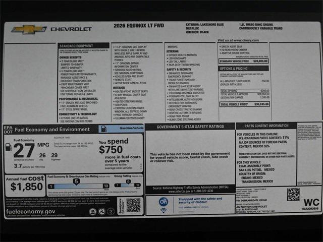 new 2026 Chevrolet Equinox car, priced at $30,245