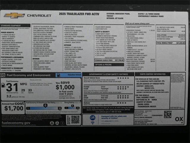 new 2025 Chevrolet TrailBlazer car, priced at $30,513