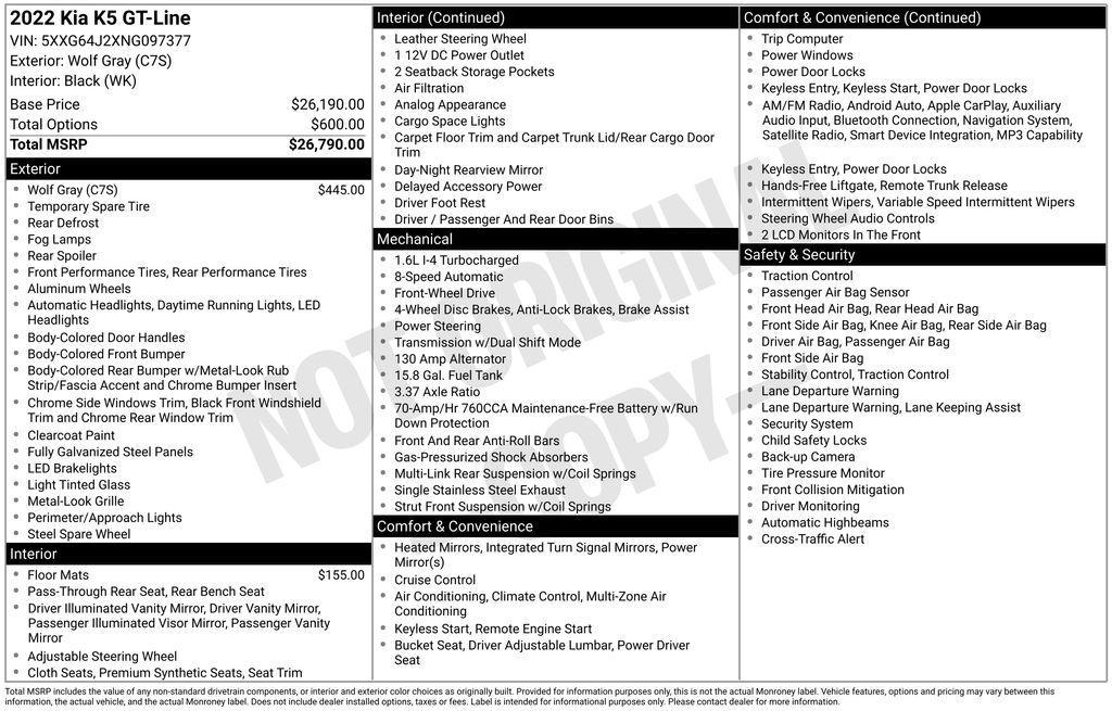 used 2022 Kia K5 car, priced at $22,950