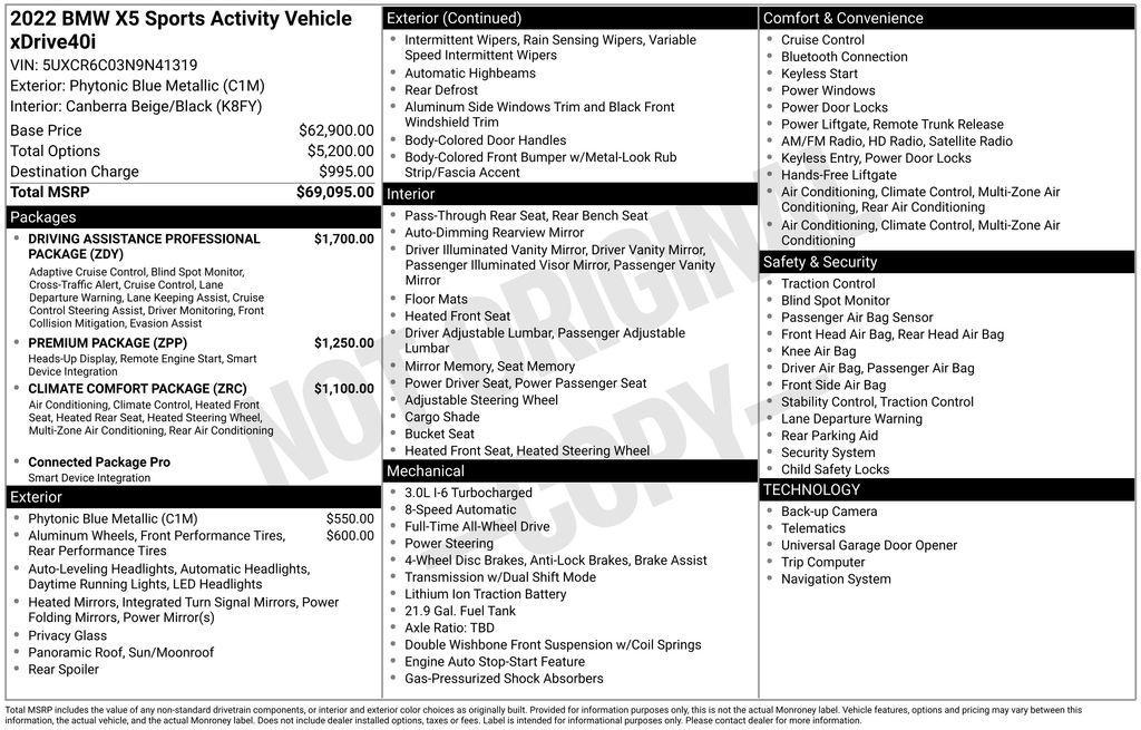 used 2022 BMW X5 car, priced at $44,950