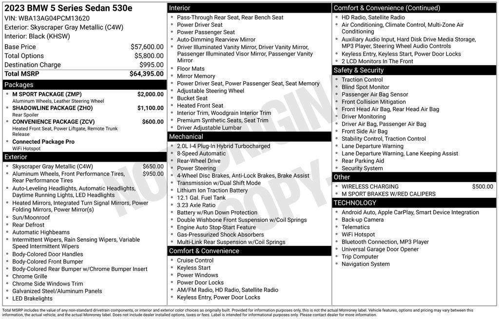used 2023 BMW 530e car, priced at $31,890