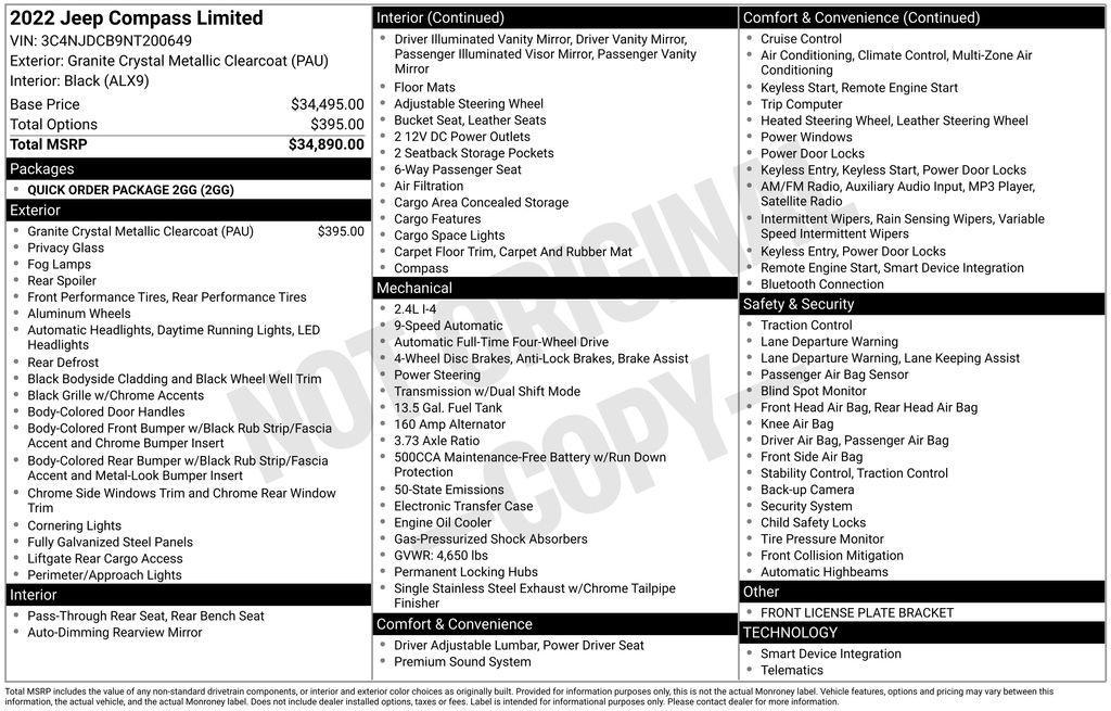 used 2022 Jeep Compass car, priced at $22,950