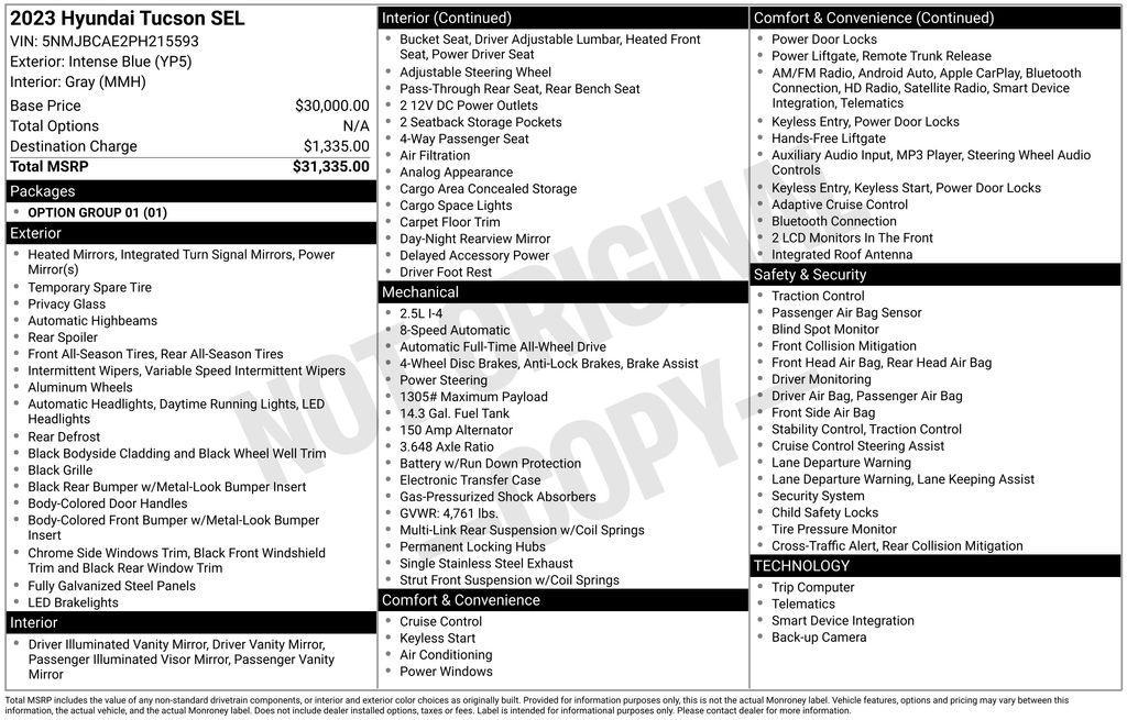 used 2023 Hyundai Tucson car, priced at $21,490