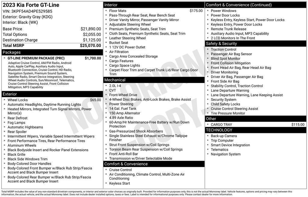 used 2023 Kia Forte car, priced at $18,375